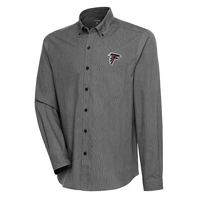 Chemise boutonnée à manches longues et trois couches de compression pour homme, couleur noir/blanc, des Falcons d'Atlanta