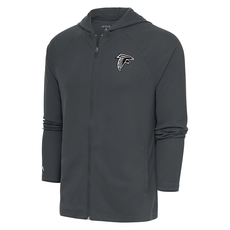 Sweat à capuche zippé intégral avec logo métallique des Falcons d'Atlanta Antigua pour homme