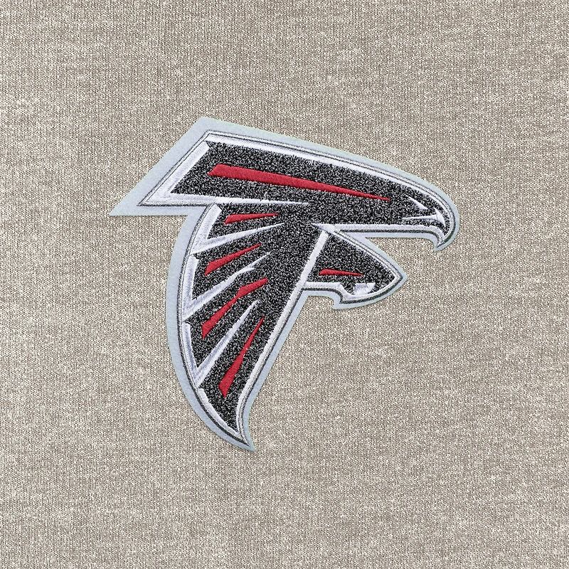 Men's Antigua Oatmeal Atlanta Falcons Reward Chenille Pullover Crewneck Sweatshirt