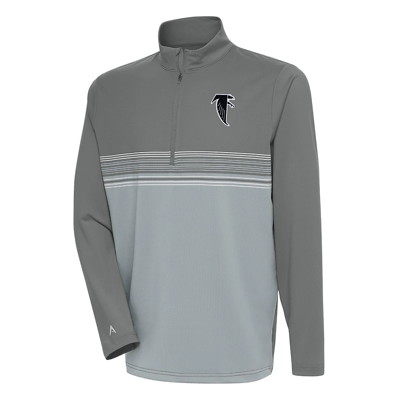 Men's Antigua Steel Atlanta Falcons Team Logo Throwback Pace Quarter-Zip Pullover Top