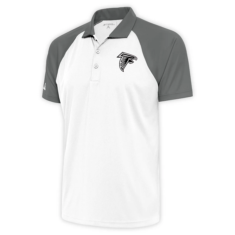 Men's Antigua White/Gray Atlanta Falcons Metallic Logo Nova Polo