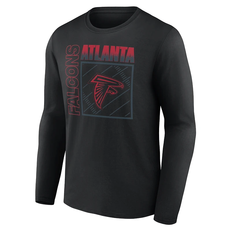 T-shirt à manches longues noir pour homme Atlanta Falcons Home Field Pop personnalisé avec nom et numéro