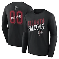 T-shirt à manches longues noir pour homme Atlanta Falcons Hustle personnalisé avec nom et numéro