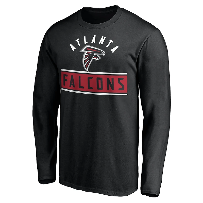 Men's Black Atlanta Falcons Team Arch Knockout Long Sleeve T-Shirt