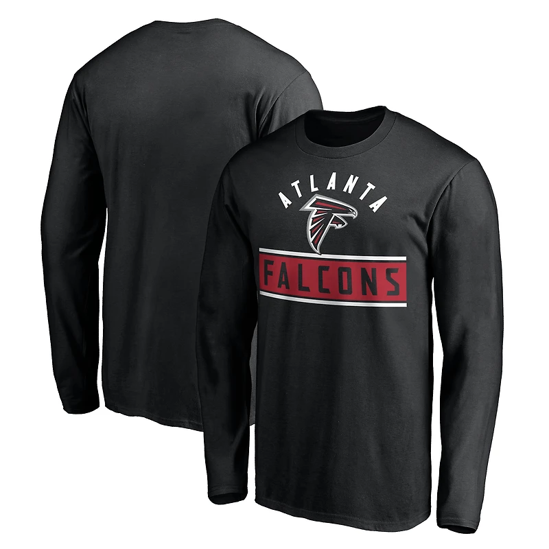 Men's Black Atlanta Falcons Team Arch Knockout Long Sleeve T-Shirt
