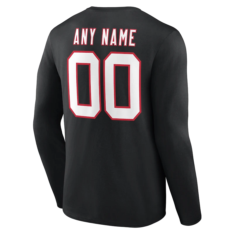 T-shirt à manches longues noir authentique et classique personnalisé avec nom numéro des Falcons d'Atlanta pour homme
