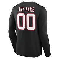 T-shirt à manches longues noir authentique et classique personnalisé avec nom numéro des Falcons d'Atlanta pour homme