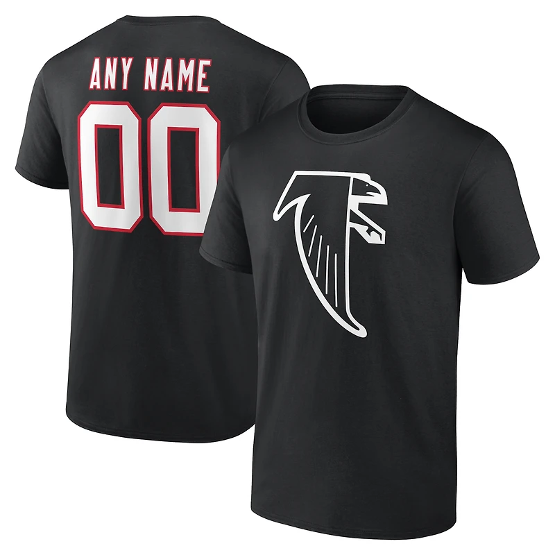 T-shirt noir authentique classique pour homme des Falcons d'Atlanta, personnalisé avec nom et numéro.