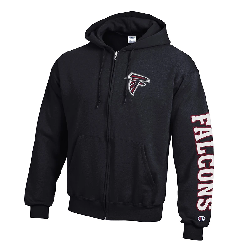 Sweat à capuche zippé Champion noir Atlanta Falcons en polaire Powerblend pour homme