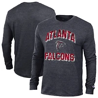 T-shirt à manches longues Champion pour homme, noir chiné, Atlanta Falcons, Ultimate Tri-Blend
