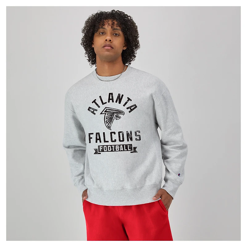 Sweat-shirt en molleton à tissage inversé Champion Heather Grey pour homme des Falcons d'Atlanta