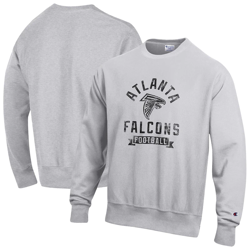 Sweat-shirt en molleton à tissage inversé Champion Heather Grey pour homme des Falcons d'Atlanta