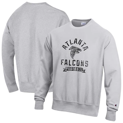 Sweat-shirt en molleton à tissage inversé Champion Heather Grey pour homme des Falcons d'Atlanta