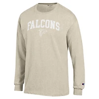 T-shirt à manches longues pour homme Champion Heather Oatmeal Atlanta Falcons, imprimé l'encre blanche