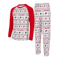 Ensemble de nuit pour homme Concepts Sport blanc/rouge Atlanta Falcons Tinsel Raglan à manches longues et pantalon