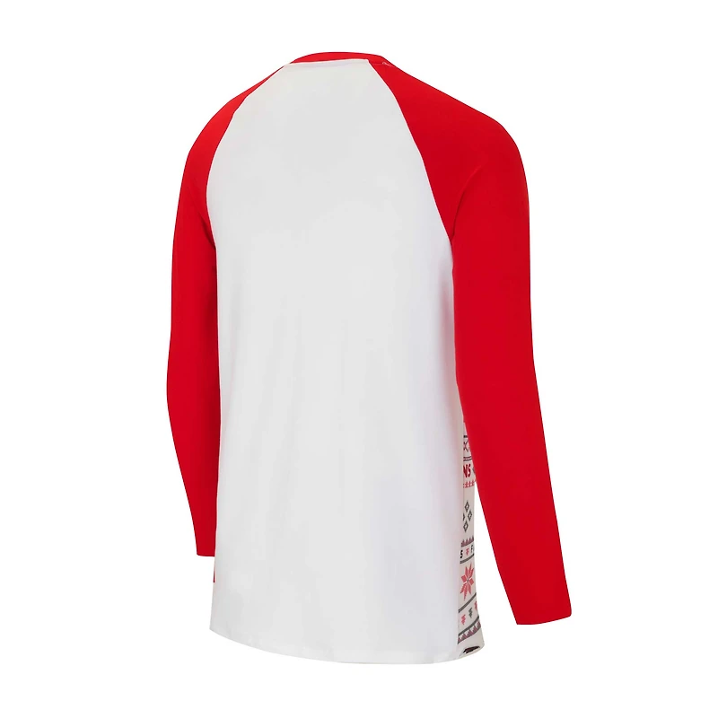 Ensemble de nuit pour homme Concepts Sport blanc/rouge Atlanta Falcons Tinsel Raglan à manches longues et pantalon