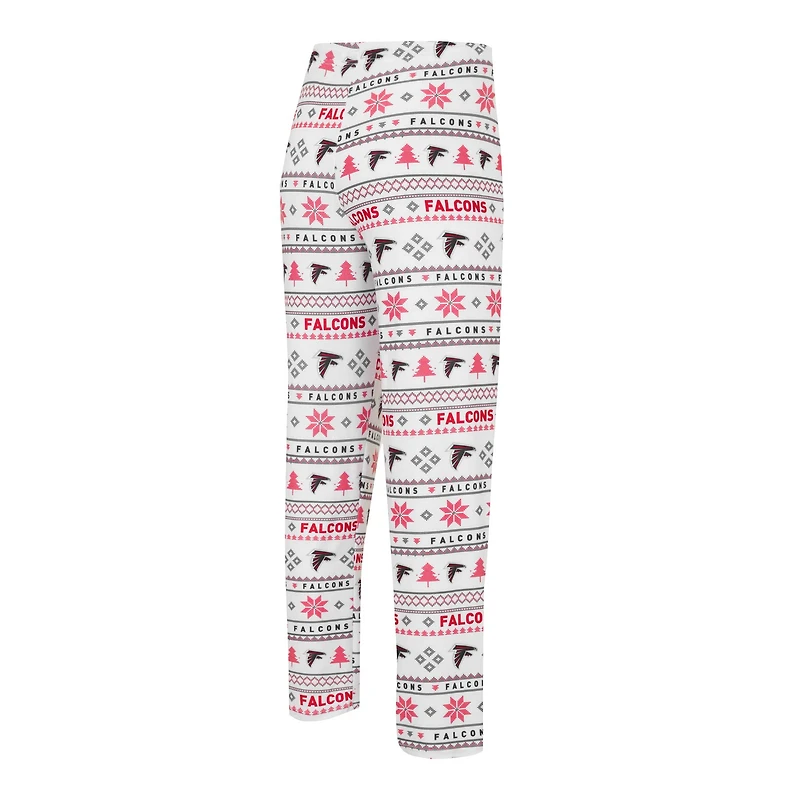 Ensemble de nuit pour homme Concepts Sport blanc/rouge Atlanta Falcons Tinsel Raglan à manches longues et pantalon