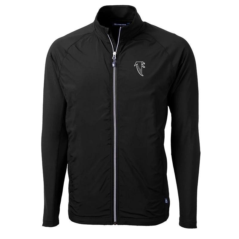 Men's Cutter & Buck Black Atlanta Falcons Adapt Eco Knit Hybrid Recycled Big Tall Full-Zip Throwback Jacket