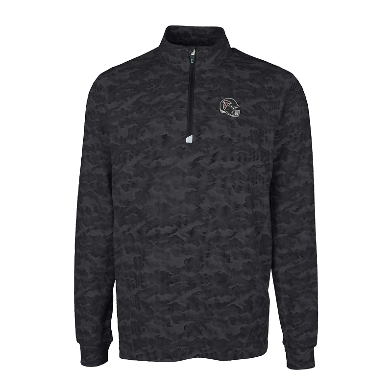 Pull-over extensible à fermeture éclair quart de tour pour homme, imprimé camouflage Traverse, noir, des Falcons d'Atlanta, Cutter & Buck
