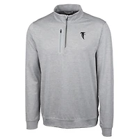 Men's Cutter & Buck Gray Atlanta Falcons Stealth Heathered Big Tall Throwback Logo Quarter-Zip Pullover Top