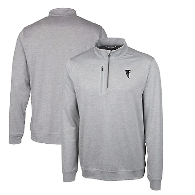 Men's Cutter & Buck Gray Atlanta Falcons Stealth Heathered Big Tall Throwback Logo Quarter-Zip Pullover Top