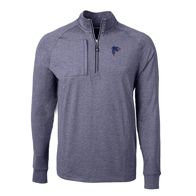 Pull-over zippé quart de tour en tricot écologique Adapt pour homme, bleu marine chiné, des Falcons d'Atlanta, la collection Coupeur & Buck, taille grande et