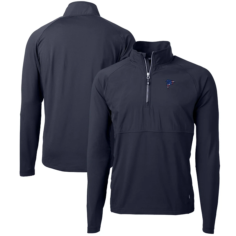 Men's Cutter & Buck Navy Atlanta Falcons Adapt Eco Knit Hybrid Recycled Quarter-Zip Pullover Top