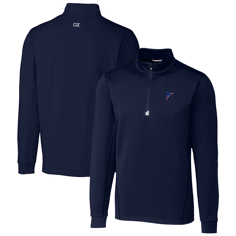 Men's Cutter & Buck Navy Atlanta Falcons Big Tall Traverse Stretch Quarter-Zip Pullover Top