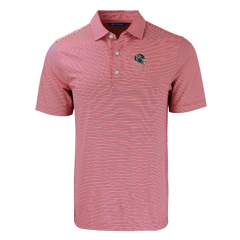 Men's Cutter & Buck  Red/White Atlanta Falcons Helmet Forge Eco Double Stripe Stretch Recycled Polo
