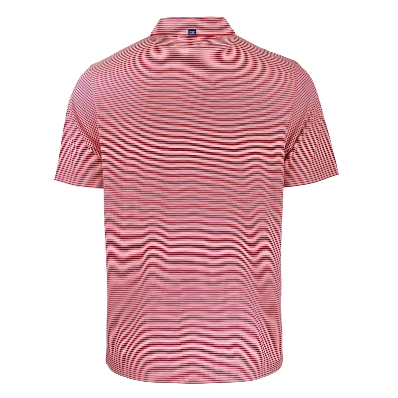 Men's Cutter & Buck  Red/White Atlanta Falcons Helmet Forge Eco Double Stripe Stretch Recycled Polo