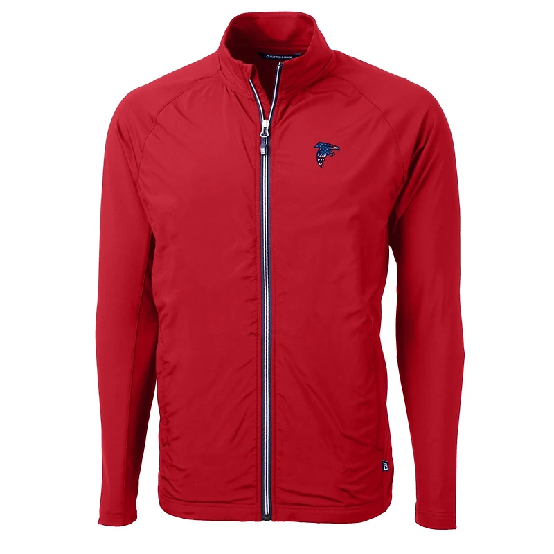 Men's Cutter & Buck Red Atlanta Falcons Big Tall Adapt Eco Knit Hybrid Recycled Full-Zip Jacket