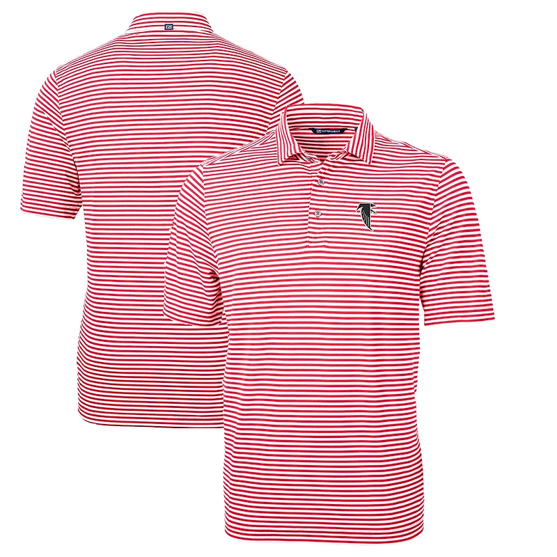 Polo homme Cutter & Buck rouge Atlanta Falcons Throwback Logo Virtue Eco Pique Stripe recyclé grande taille