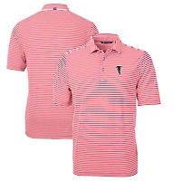 Polo homme Cutter & Buck rouge Atlanta Falcons Throwback Logo Virtue Eco Pique Stripe recyclé grande taille