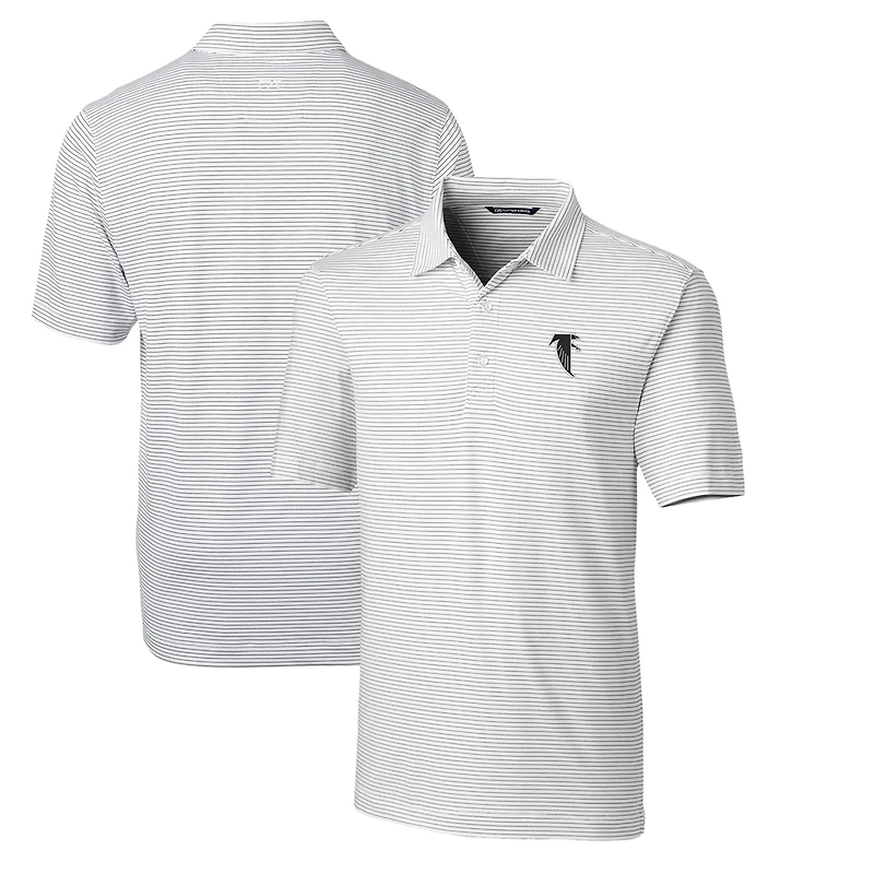 Polo extensible à rayures crayon Forge pour homme, blanc, avec logo rétro des Falcons d'Atlanta, Cutter & Buck, taille grande et