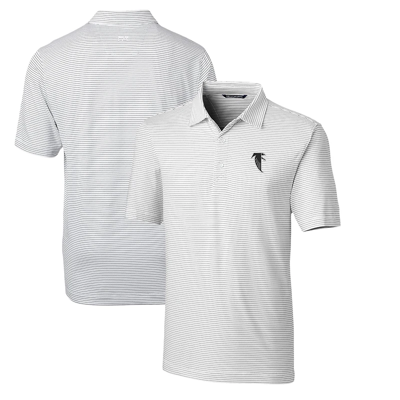 Men's Cutter & Buck White Atlanta Falcons Throwback Logo Forge Pencil Stripe Stretch Polo