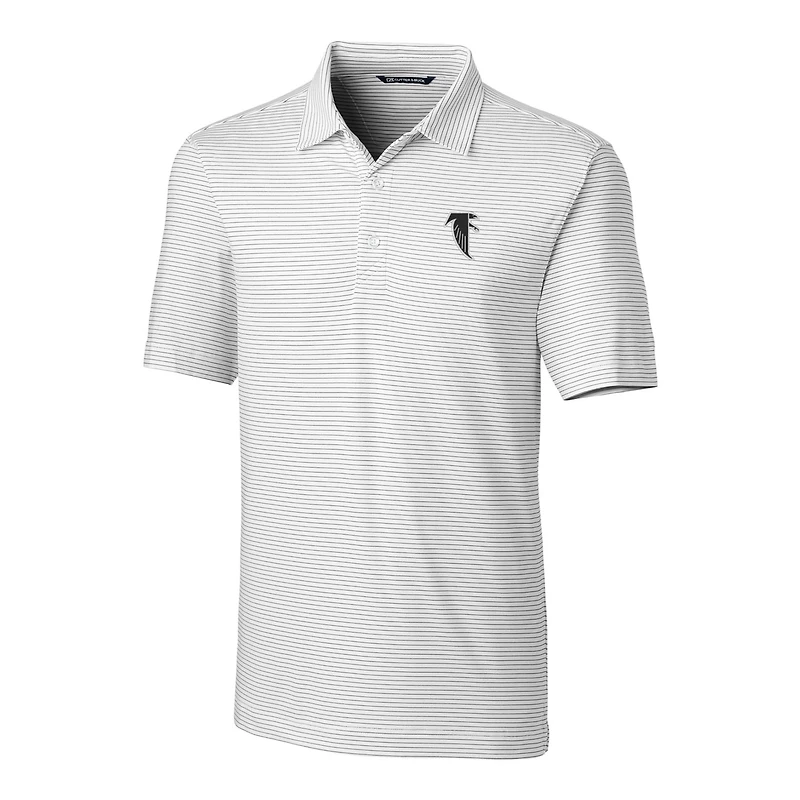 Men's Cutter & Buck White Atlanta Falcons Throwback Logo Forge Pencil Stripe Stretch Polo