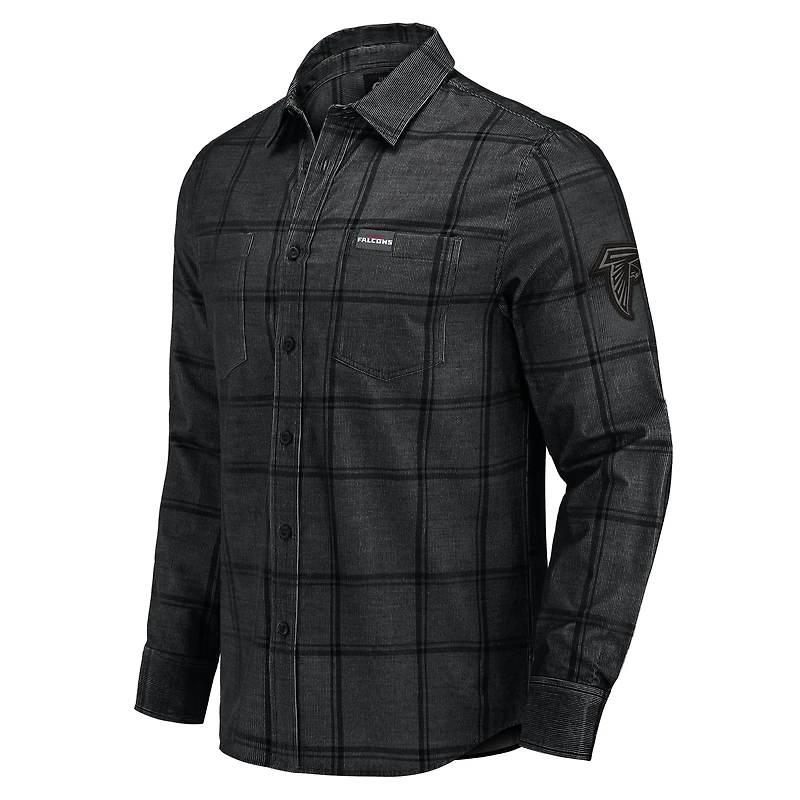 Chemise boutonnée en velours côtelé micro noir Atlanta Falcons pour homme, collection Darius Rucker par Fanatics