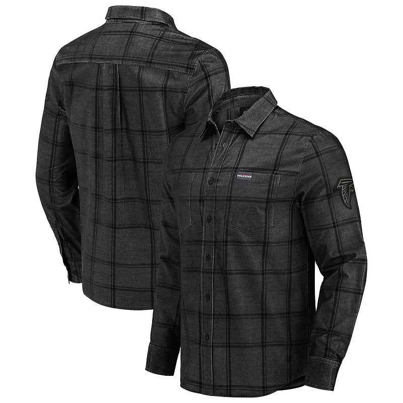 Chemise boutonnée en velours côtelé micro noir Atlanta Falcons pour homme, collection Darius Rucker par Fanatics