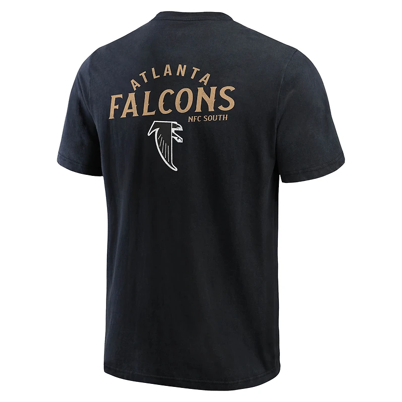 T-shirt Henley délavé noir pour homme de la collection Darius Rucker Fanatics des Falcons d'Atlanta
