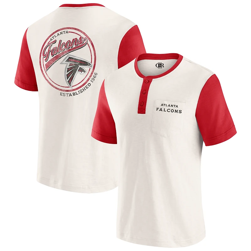 Men's Darius Rucker Collection by Fanatics Cream Atlanta Falcons Henley Colorblock Slub Pocket T-Shirt