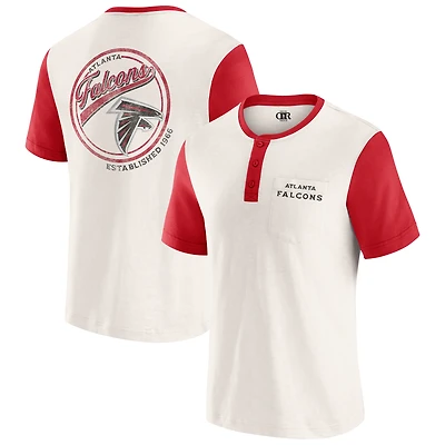 T-shirt Henley à poche flammée couleur crème Atlanta Falcons de la collection Darius Rucker par Fanatics pour homme