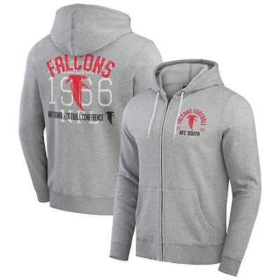 Men's Darius Rucker Collection by Fanatics Heather Gray Atlanta Falcons Vintage Stripe Full-Zip Hoodie