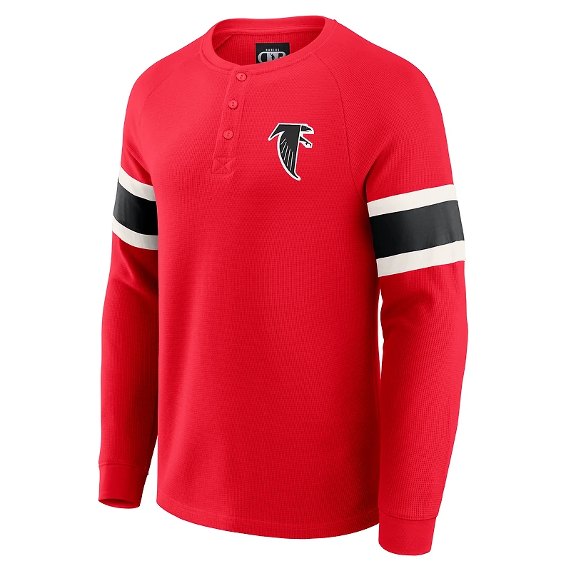 T-shirt Henley à manches longues raglan en tricot gaufré rouge des Falcons d'Atlanta pour homme de la collection Darius Rucker par Fanatics