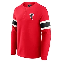 T-shirt Henley à manches longues raglan en tricot gaufré rouge des Falcons d'Atlanta pour homme de la collection Darius Rucker par Fanatics