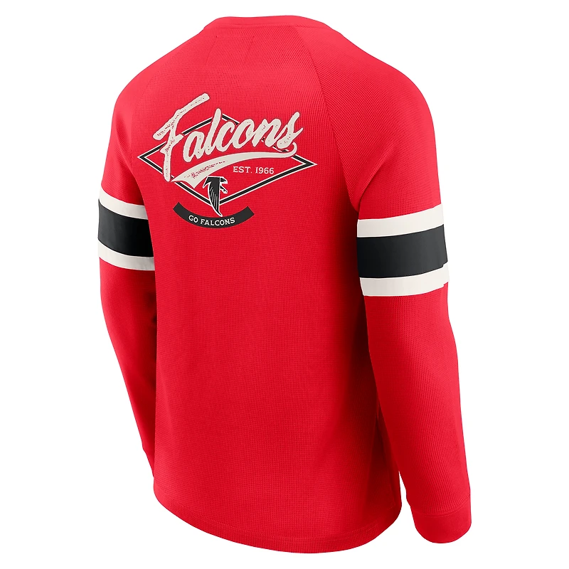 T-shirt Henley à manches longues raglan en tricot gaufré rouge des Falcons d'Atlanta pour homme de la collection Darius Rucker par Fanatics