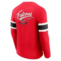 T-shirt Henley à manches longues raglan en tricot gaufré rouge des Falcons d'Atlanta pour homme de la collection Darius Rucker par Fanatics