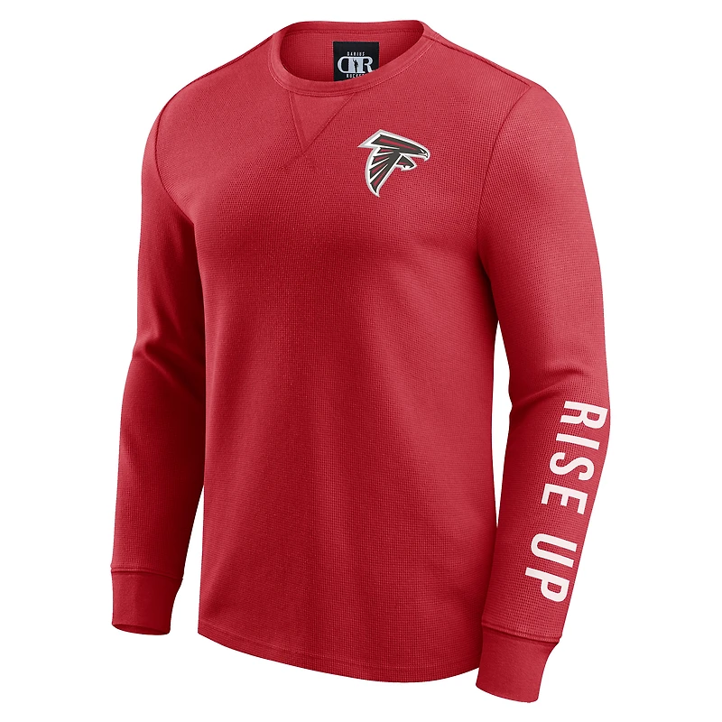 T-shirt à manches longues en tricot gaufré délavé Darius Rucker pour homme de la collection Fanatics des Falcons d'Atlanta, rouge