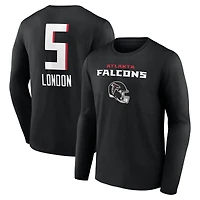 Men's Drake London Black Atlanta Falcons Team Wordmark Name & Number Long Sleeve T-Shirt