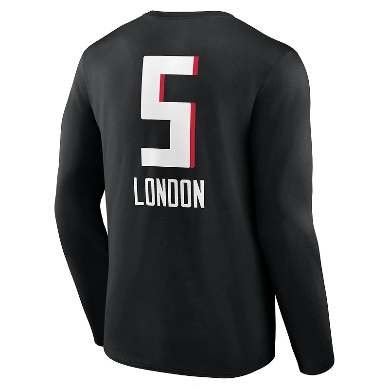 Men's Drake London Black Atlanta Falcons Team Wordmark Name & Number Long Sleeve T-Shirt