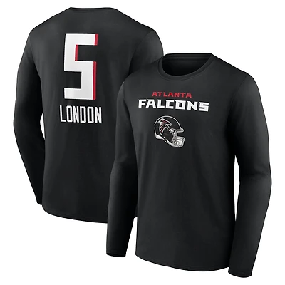 Men's Drake London Black Atlanta Falcons Team Wordmark Name & Number Long Sleeve T-Shirt